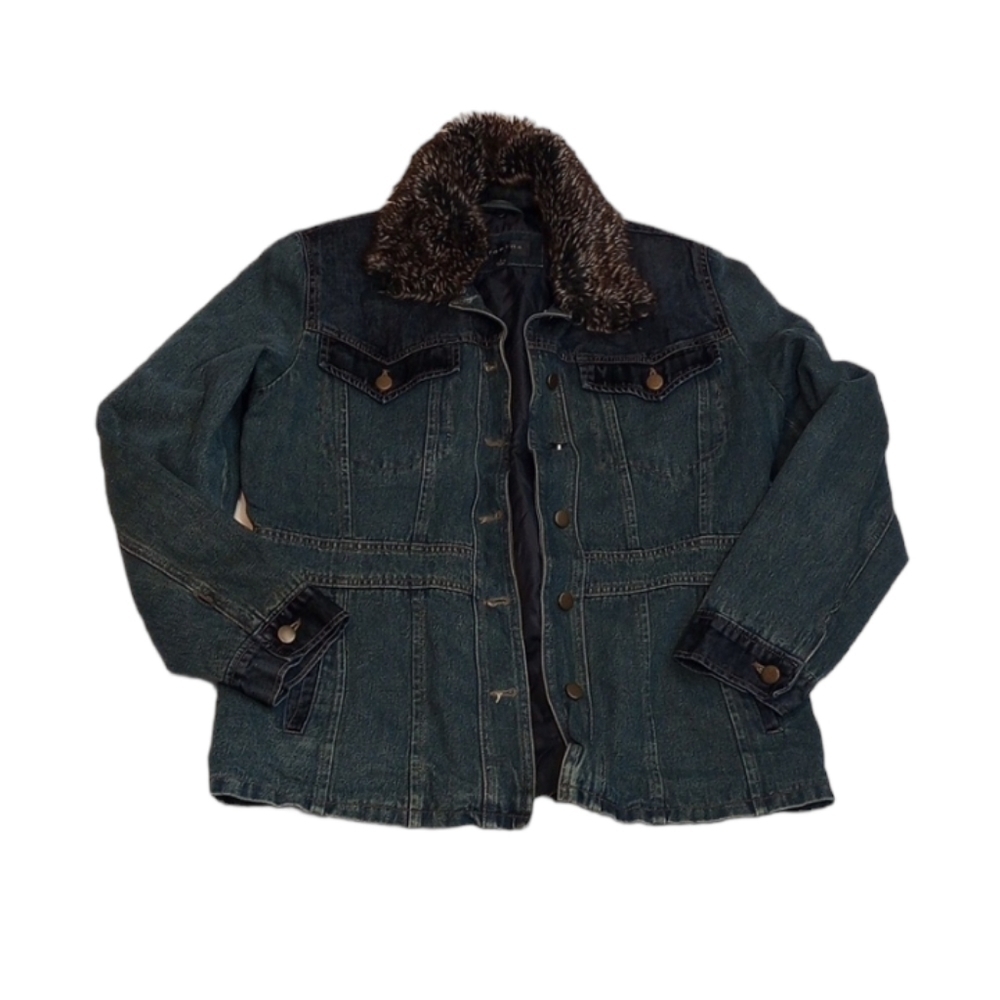 Braetan Womens Jean Jacket Sz L Y2K Gilmore Girls Denim Removable Fake Western